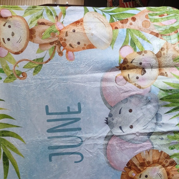 Personal Creations | Personalized Animal Parade Baby Blanket "JUNE" NWoT - Picture 3 of 3